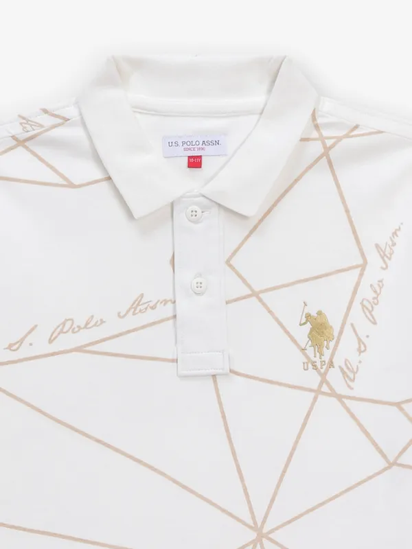 US POLO ASSN white printed cotton t-shirt