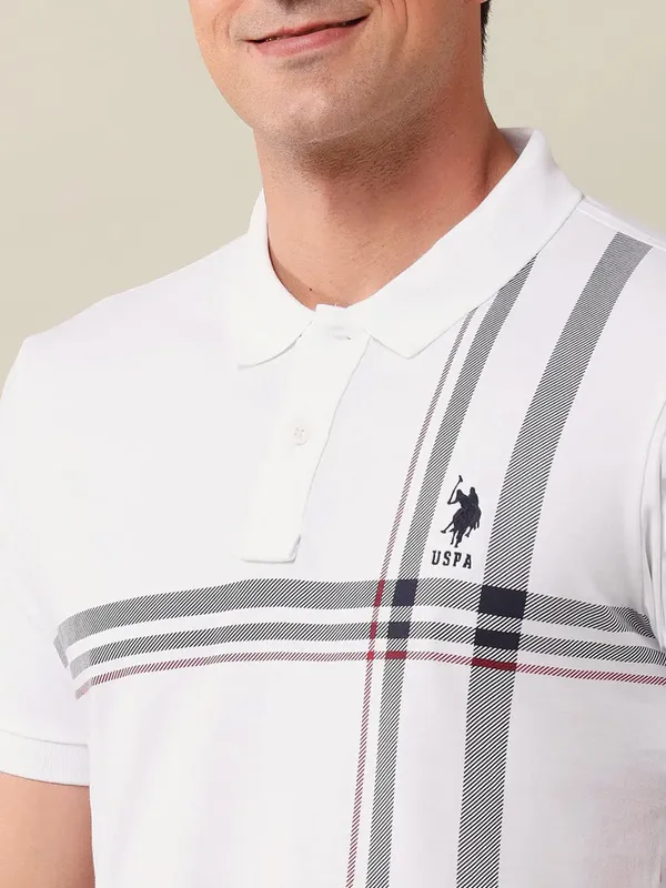 US POLO ASSN white printed cotton t-shirt for men