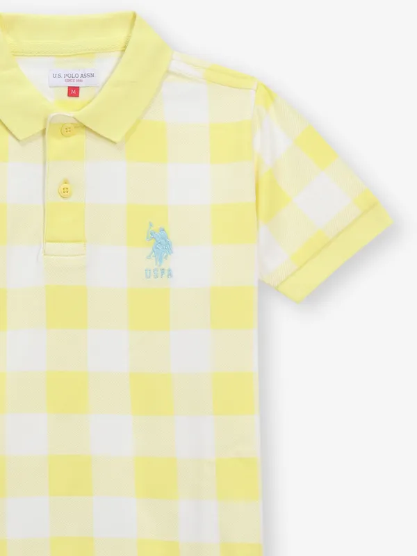US POLO ASSN yellow checks cotton t-shirt