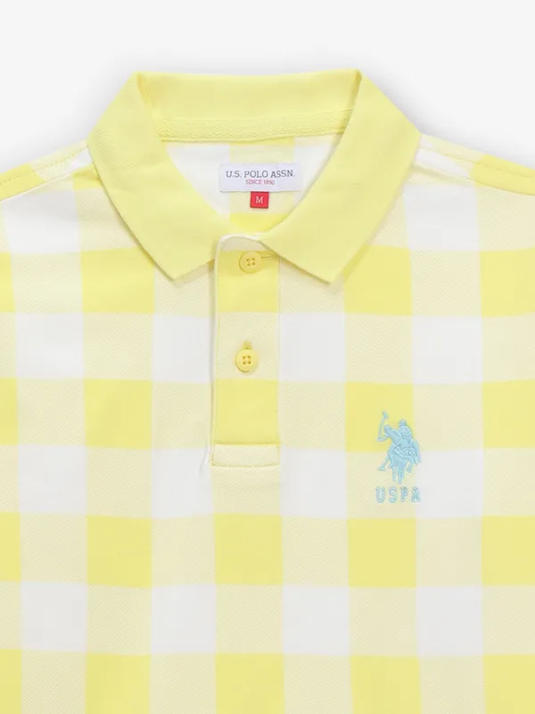 US POLO ASSN yellow checks cotton t-shirt