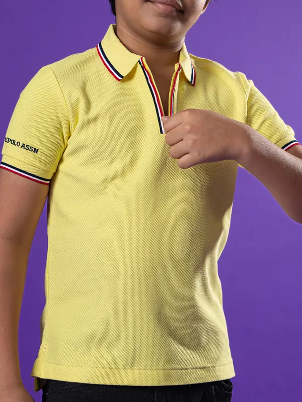 US POLO ASSN yellow zipper polo t-shirt for boys