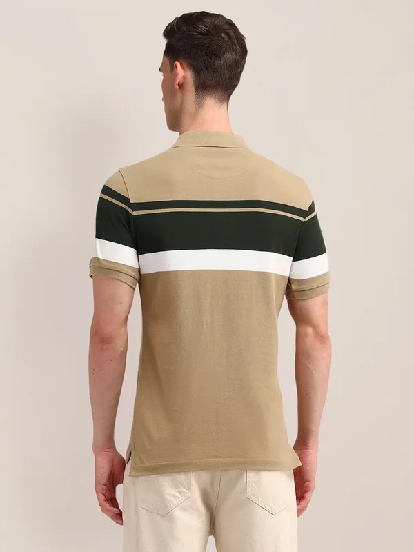 US POLO beige cotton slim fit t-shirt for men