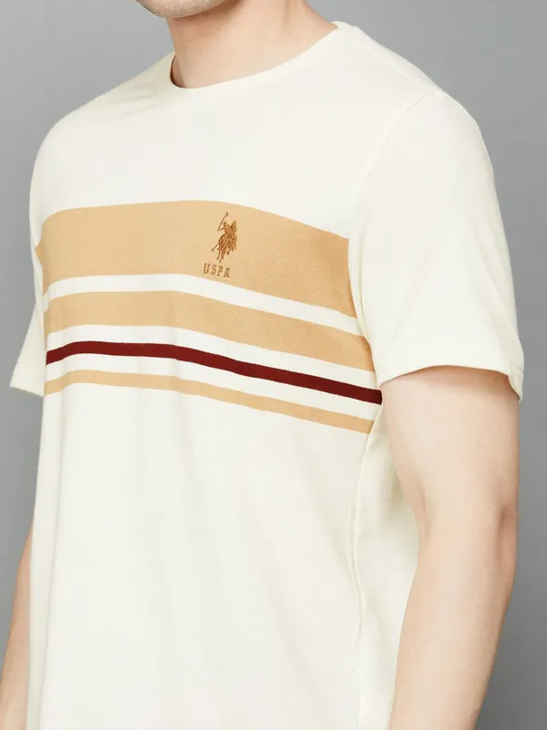 US POLO beige cotton t-shirt for men