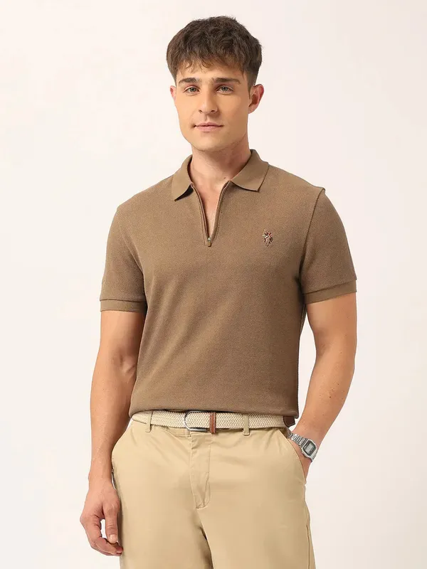 US POLO beige polo t-shirt