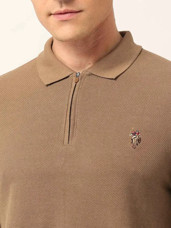 US POLO beige polo t-shirt