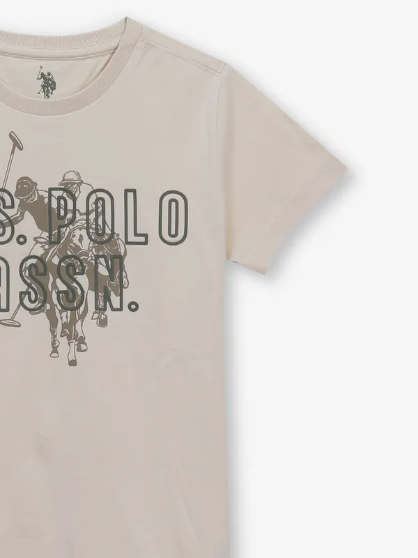 US POLO Beige printed cotton t-shirt