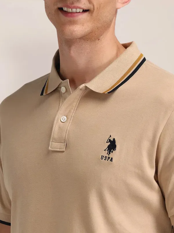 US POLO beige striped polo t-shirt