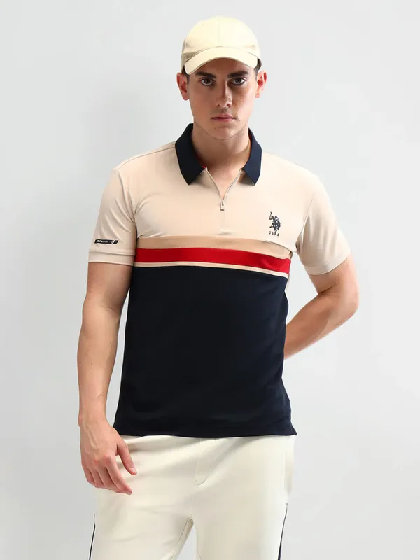 US POLO black and beige cotton t-shirt