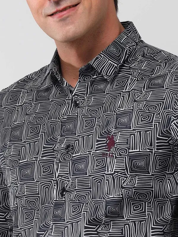 US POLO black and white stylish printed casual shirt