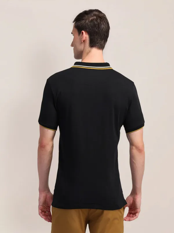 US POLO black and yellow striped polo t-shirt