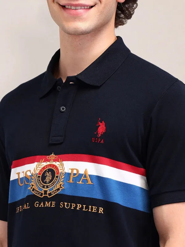 US POLO black logo embroideried polo t-shirt