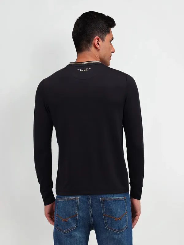 US POLO black plain cotton t-shirt for men
