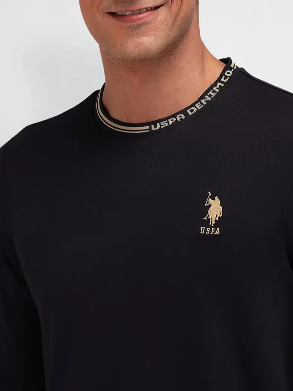 US POLO black plain cotton t-shirt for men