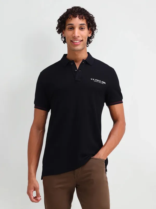 US POLO black slim fit cotton t-shirt for men