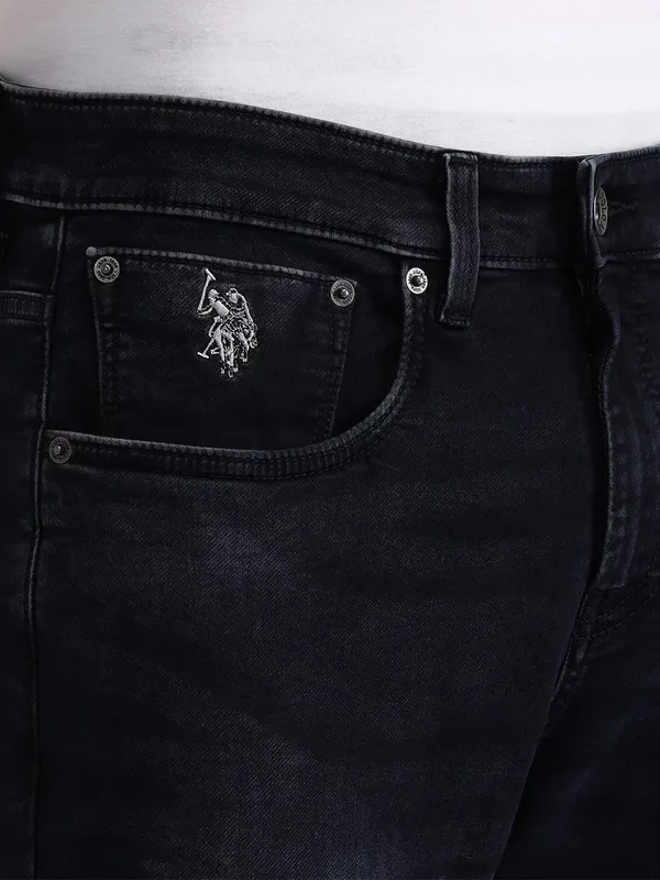US POLO black slim taper washed denim