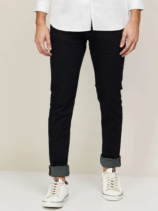 US Polo black solid slim tapered fit jeans