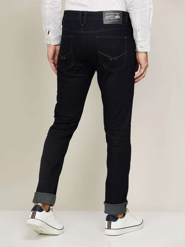 US Polo black solid slim tapered fit jeans