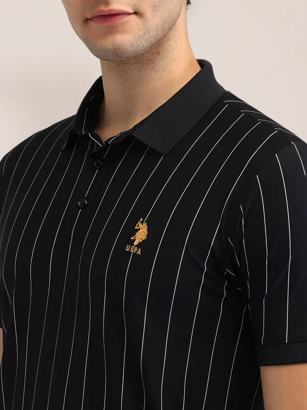 US POLO black striped cotton t-shirt