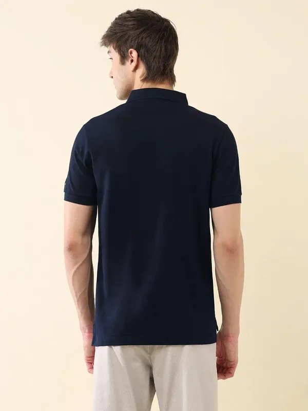 US POLO blue plain slim fit polo neck t-shirt