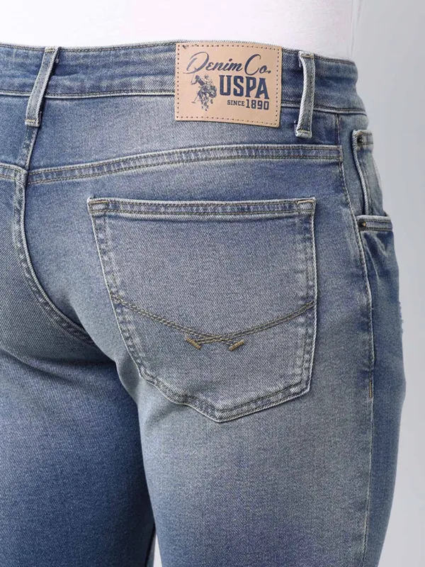 US POLO blue washed and ripped jeans for mens