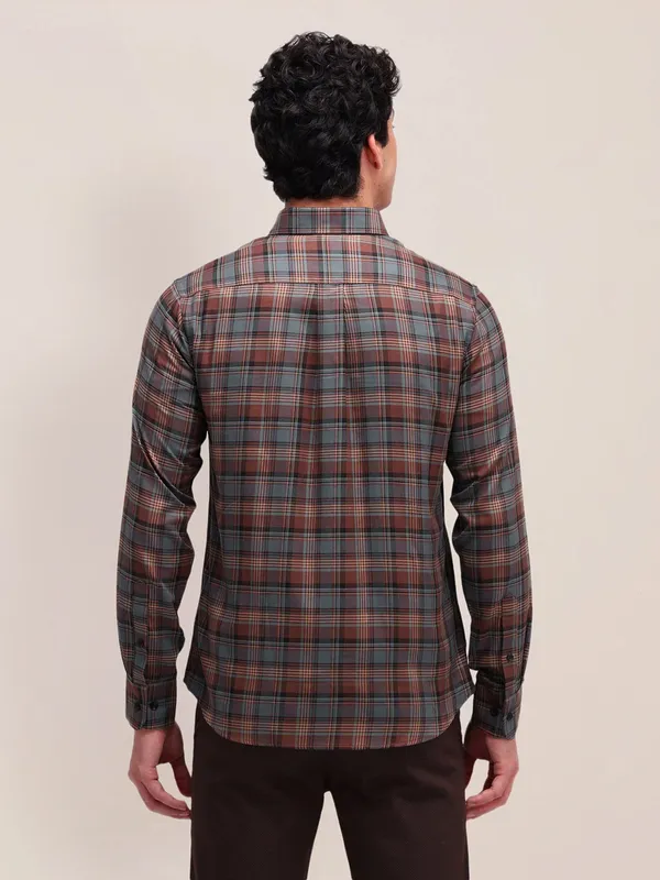 US POLO brown and grey checkered casual shirt