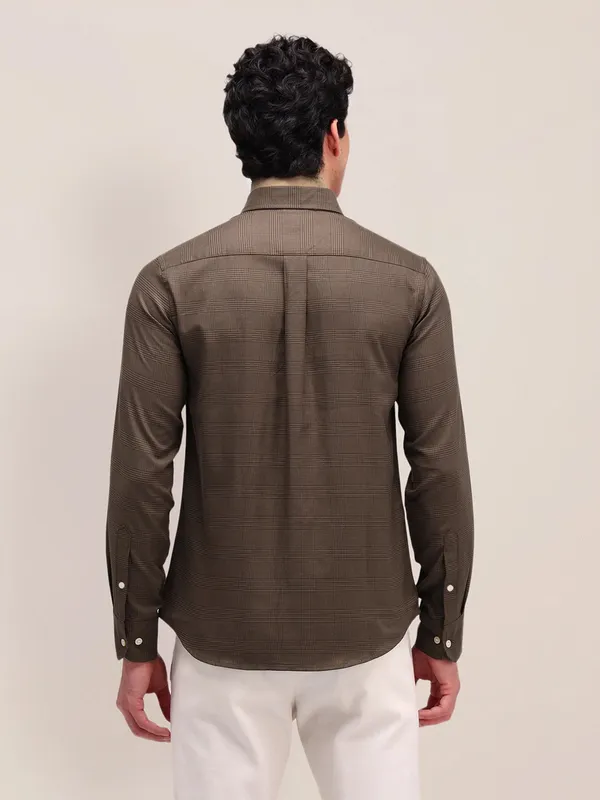 US POLO brown checkered casual cotton shirt