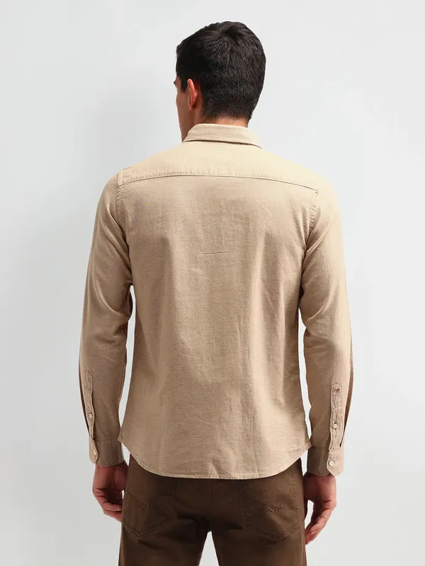 US POLO cotton beige slim fit shirt for men