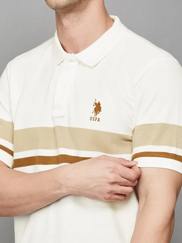US POLO cotton beige slim fit t-shirt
