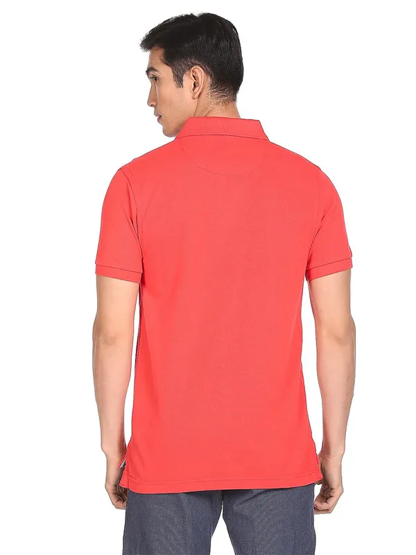 US Polo cotton coral pink slim fit t shirt