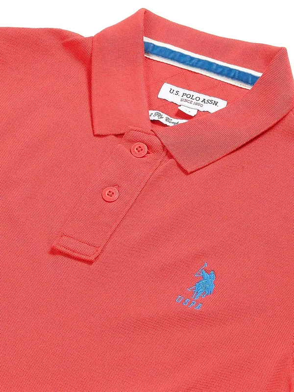 US Polo cotton coral pink slim fit t shirt