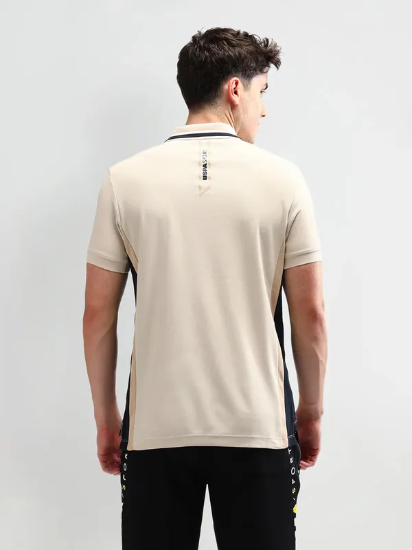 US POLO cotton cream slim fit t-shirt