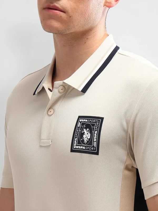 US POLO cotton cream slim fit t-shirt