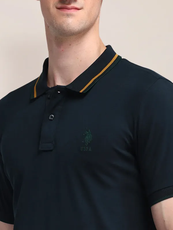 US POLO cotton dark green slim fit t-shirt for men