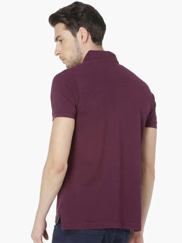 US Polo cotton plain maroon t shirt for casual
