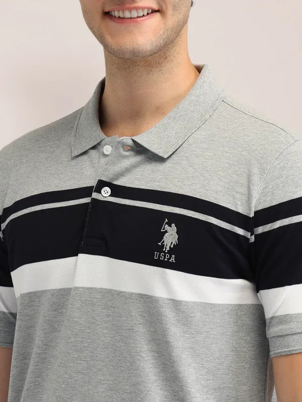 US POLO cotton slim fit grey t-shirt for men