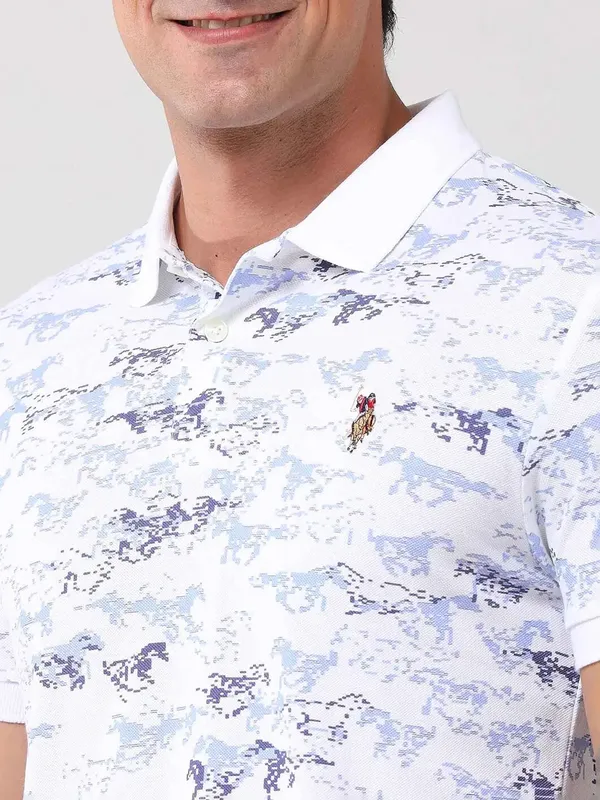 US POLO cotton white printed t- shirt