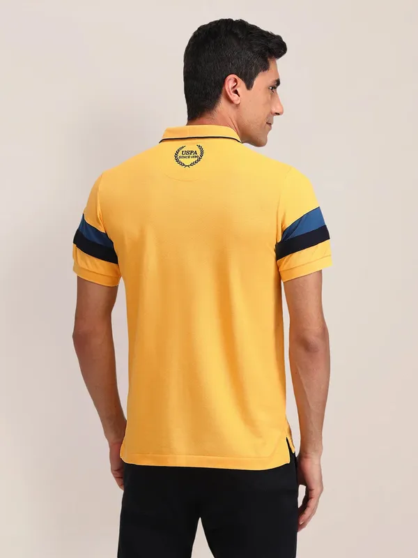US POLO cotton yellow slim fit men t-shirt