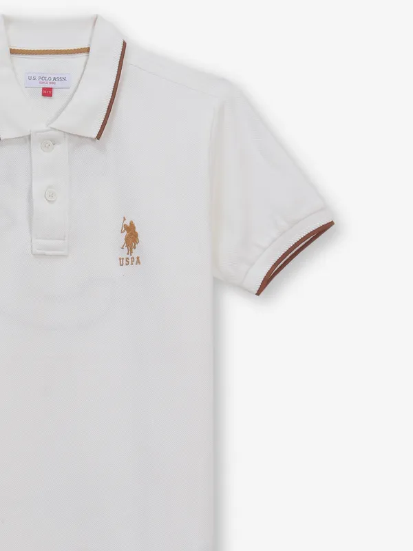 US POLO cream cotton r-shirt with logo print