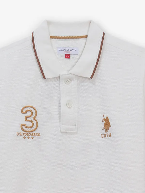 US POLO cream cotton r-shirt with logo print