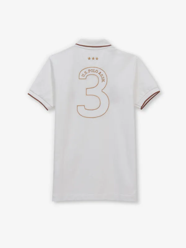 US POLO cream cotton r-shirt with logo print