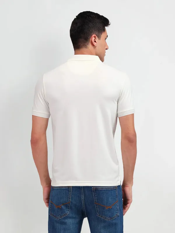 US POLO cream slim fit plain cotton t-shirt for men
