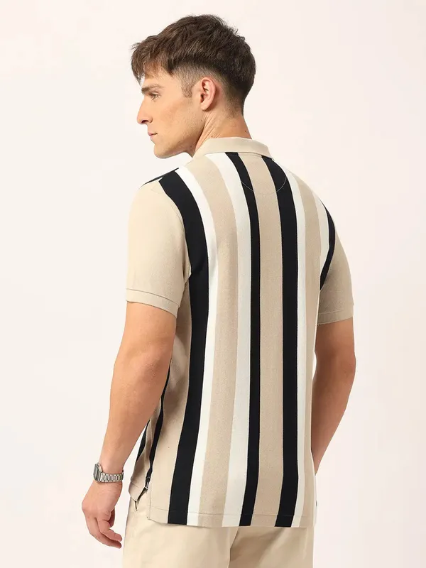 US POLO cream stripe polo t-shirt