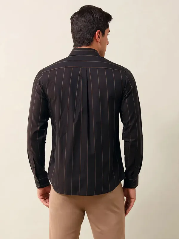 US POLO dark brown striped casual wear mens shirt