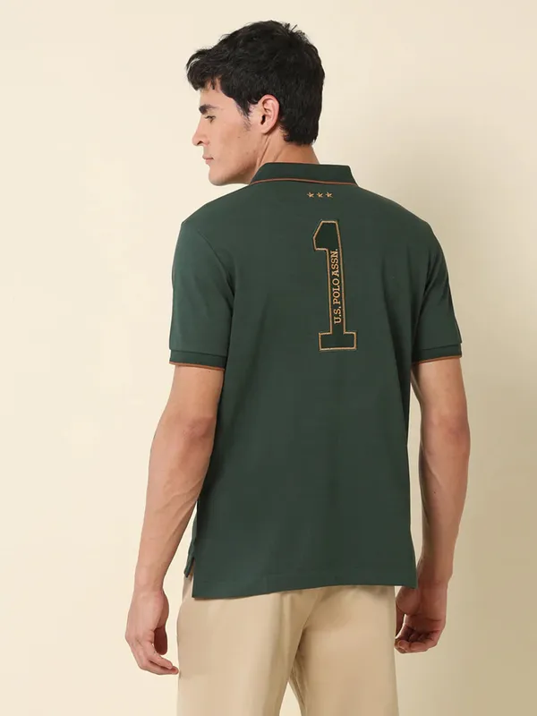 US POLO dark green plain polo t-shirt