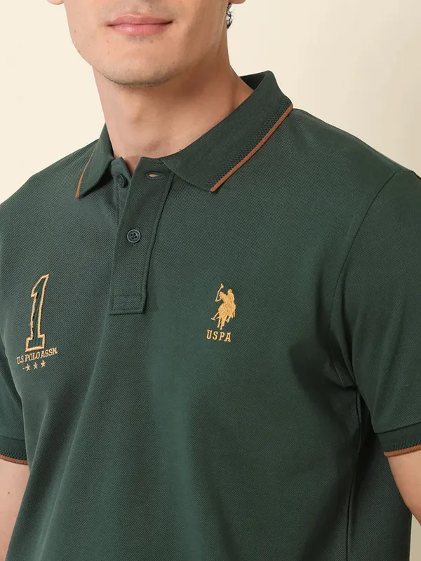 US POLO dark green plain polo t-shirt