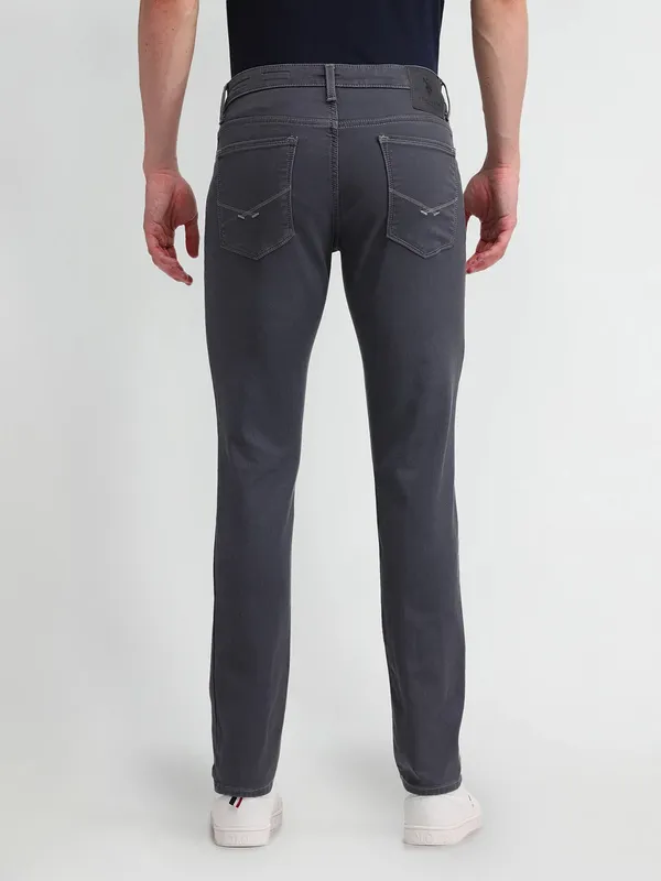 US POLO dark grey slim tapered cotton jeans