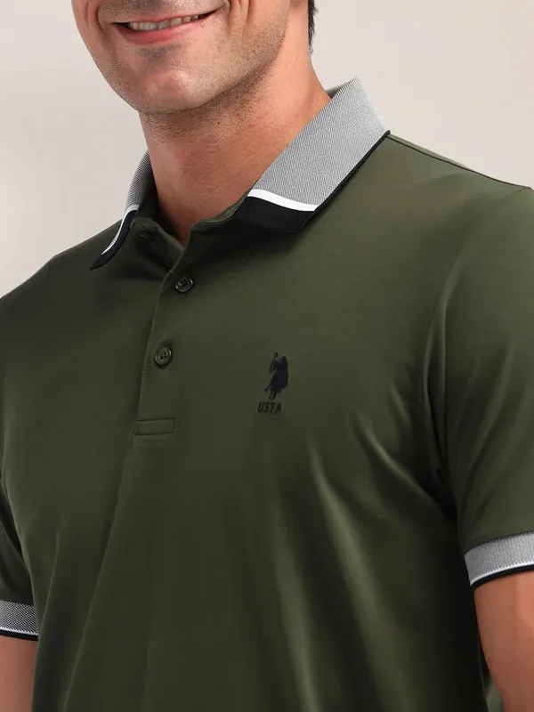 US POLO forest green slim fit cotton t-shirt for men