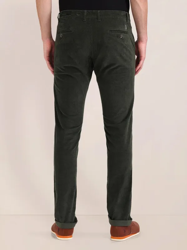 US POLO forest green slim fit cotton trouser