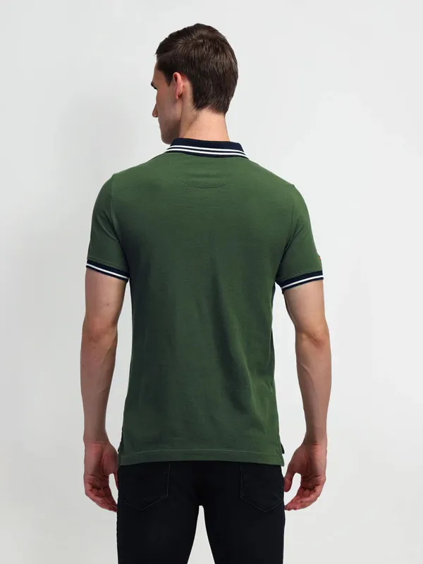 US POLO forest green slim fit polo t-shirt