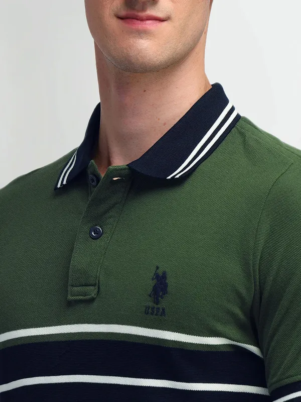 US POLO forest green slim fit polo t-shirt